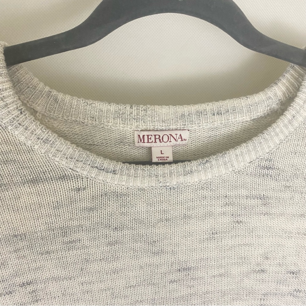 Merona wool blend soft Gray Crew Neck Sweater Classic Knit L - Picture 6 of 7